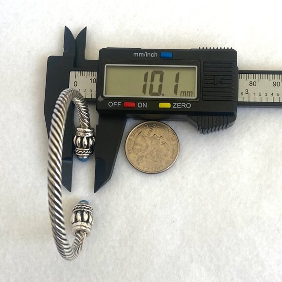 Sterling Silver 925 Mexico Chunky Blue Sodalite Twisted Rope Cuff Bracelet 6.25" - Picture 15 of 16